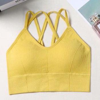 ブラ カップ入り ブラキャミ レディース バックレースアップ Vネック ヨガ キャミソール 送料無料 即日発送-8