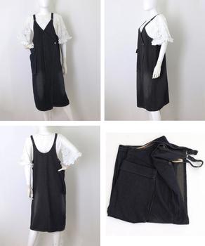 ワンピース サロペット ロング丈 デニムワンピース ポケット付き レディース デニムスカート 送料無料 即日発送-2