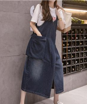 ワンピース サロペット ロング丈 デニムワンピース ポケット付き レディース デニムスカート 送料無料 即日発送-8