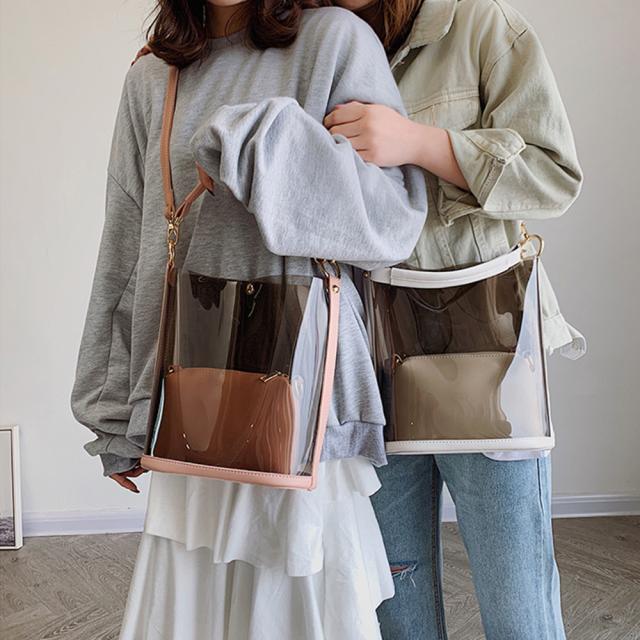 ショルダーバッグ トートバッグ クリアバッグ ポーチ付き レディース ショルダーバッグ 大容量 トートバッグ 斜めがけバッグ 送料無料 即日発送-9