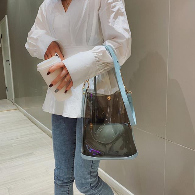 ショルダーバッグ トートバッグ クリアバッグ ポーチ付き レディース ショルダーバッグ 大容量 トートバッグ 斜めがけバッグ 送料無料 即日発送-7