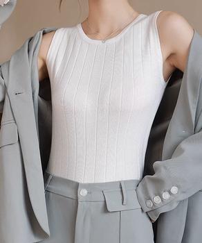 リブニット タンクトップ ニット トップス レディース ニット 無地 送料無料 即日発送-4