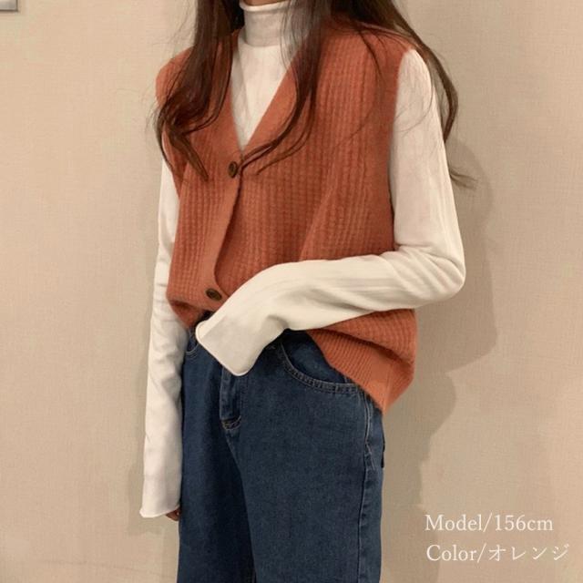 Vネック ニットベスト レディース ノースリーブ 開襟セーター 袖なし ニットトップス 秋冬 送料無料 即日発送-9