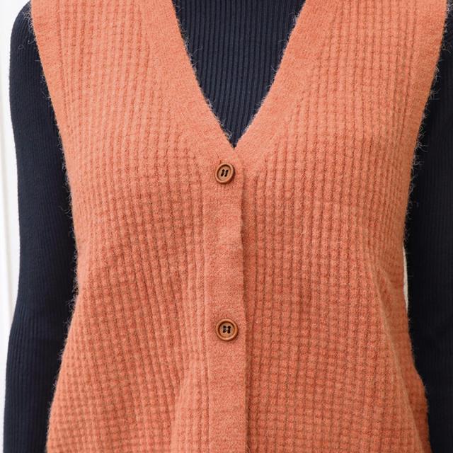 Vネック ニットベスト レディース ノースリーブ 開襟セーター 袖なし ニットトップス 秋冬 送料無料 即日発送-2