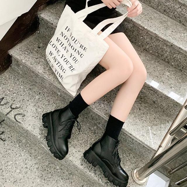 ショットブーツ レディース レースアップ ローヒール シューズ 歩きやすい 通勤 通学 送料無料 即日発送-4