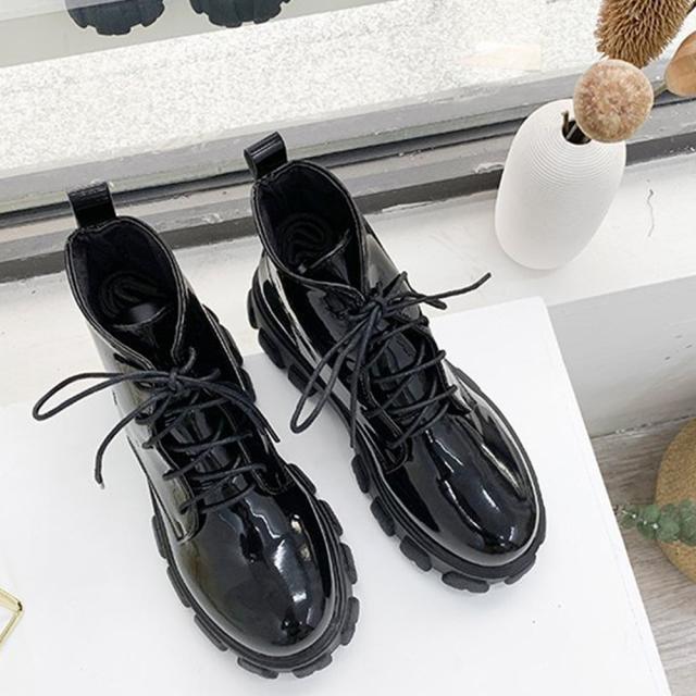 ショットブーツ レディース レースアップ ローヒール シューズ 歩きやすい 通勤 通学 送料無料 即日発送-7