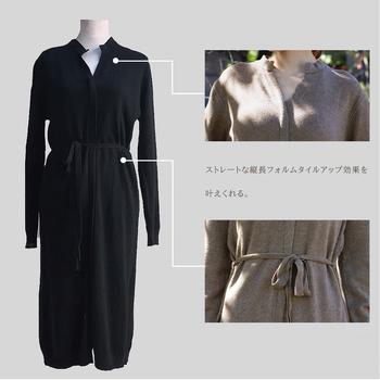 ワンピース キーネック ニットワンピース レディース セーターワンピース 暖かい ロングワンピ 秋冬 送料無料 即日発送-2