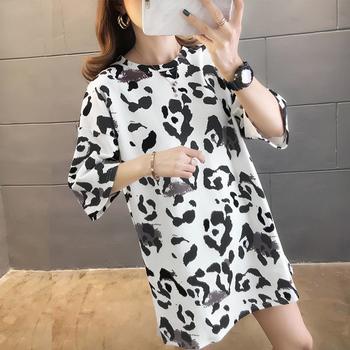 ヒョウ柄 Tシャツ レディース 七分袖 チュニック カットソー ゆったり 体型カバー 送料無料 即日発送-4