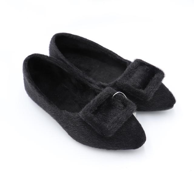 パンプス レディース 靴 シューズ 浅口 綿毛 ぺたんこ靴 もこもこ温かい 大人 通勤 送料無料 即日発送-9