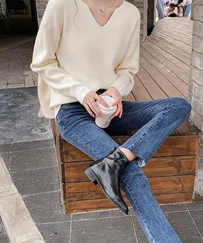 ニットトップス レディース Vネック 長袖 ニットセーター 無地 ボタン飾り プルオーバー 送料無料 即日発送-4