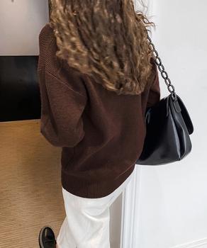 ニットトップス レディース Vネック 長袖 ニットセーター 無地 ボタン飾り プルオーバー 送料無料 即日発送-5