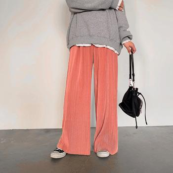 プリーツパンツ レディース ワイドパンツ セルフカット 大人カジュアル バギーパンツ ボトムス 送料無料 即日発送-5
