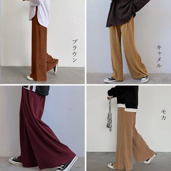 プリーツパンツ レディース ワイドパンツ セルフカット 大人カジュアル バギーパンツ ボトムス 送料無料 即日発送-8