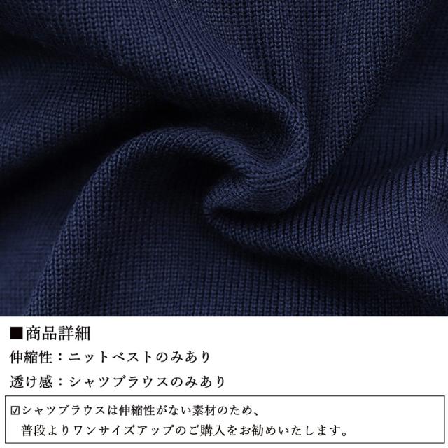 シャツブラウス ニットベスト 2点レディース 春秋 長袖シャツ レイヤード風重ね着 送料無料 即日発送-2