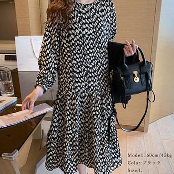 ワンピース ドット柄 シフォンワンピース レディース ロングワンピース 長袖 フレアワンピース 送料無料 即日発送-4