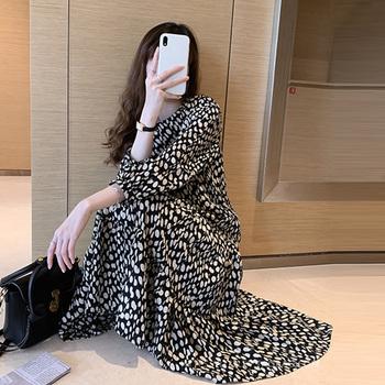 ワンピース ドット柄 シフォンワンピース レディース ロングワンピース 長袖 フレアワンピース 送料無料 即日発送-5