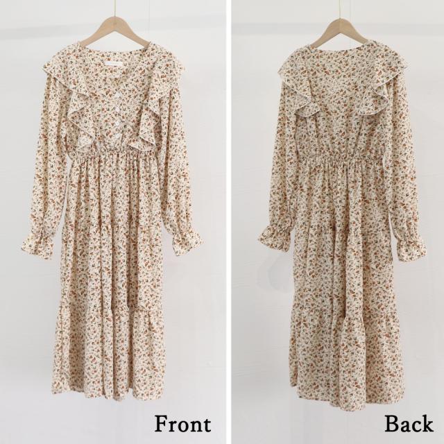 ワンピース レディース 花柄ワンピース 長袖 ロング丈 シフォンワンピ 体型カバー 送料無料 即日発送-2