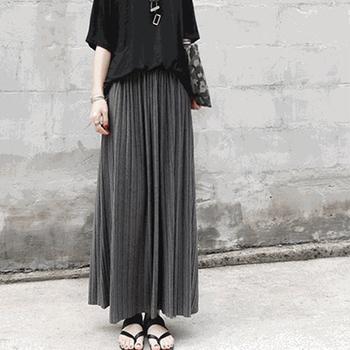プリーツスカート レディース マキシスカート ロング丈 フレアスカート黒 ボトムス 春夏秋 送料無料 即日発送-9