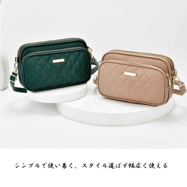 ショルダーバッグ レディース 斜めがけ キルティングバッグ 3ポケット コンパクトバッグ 軽量 送料無料 即日発送-7