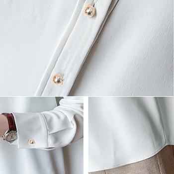 シャツブラウス 長袖 レディース Vネックシャツ おしゃれ ワイシャツ 無地 送料無料 即日発送-3