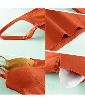 リブキャミソール レディース Uオープンバック インナー カップ付き ショート丈 下着 送料無料 即日発送-9