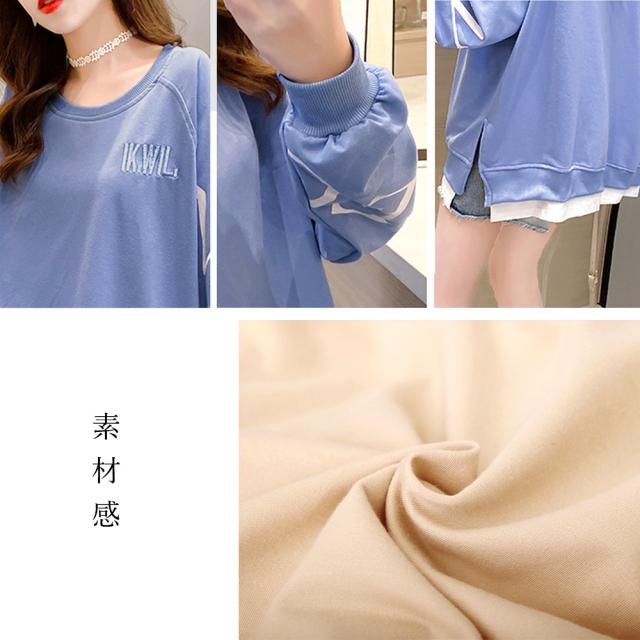 チュニックロンT 長袖 レディース レイヤード風 スウェット ゆったり パーカートレーナー 送料無料 即日発送-9