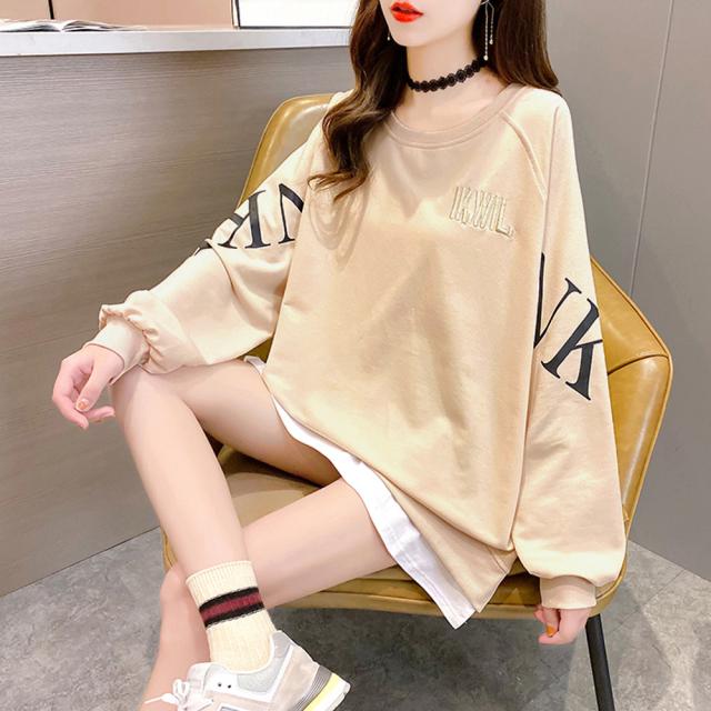 チュニックロンT 長袖 レディース レイヤード風 スウェット ゆったり パーカートレーナー 送料無料 即日発送-4