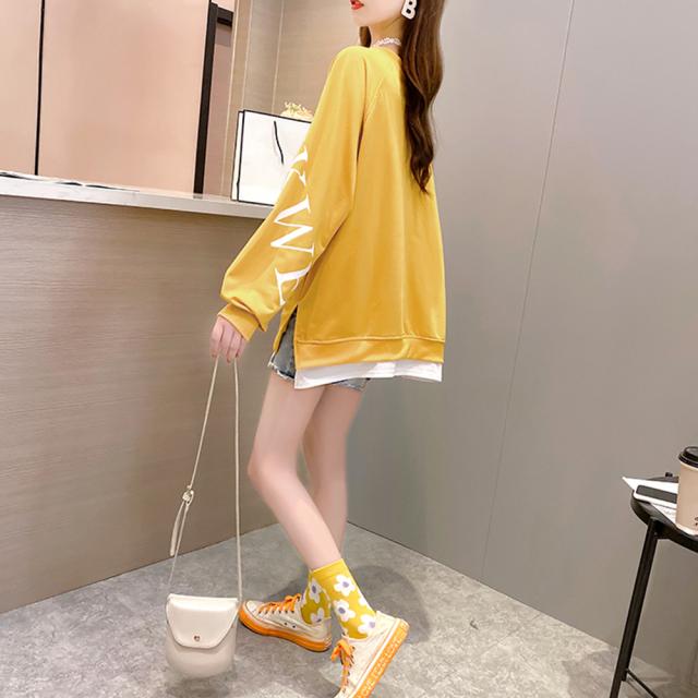 チュニックロンT 長袖 レディース レイヤード風 スウェット ゆったり パーカートレーナー 送料無料 即日発送-7