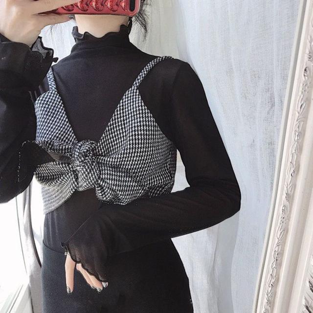 トップス レディース 長袖 シースルー プチハイネック ブラウス 透け感 送料無料 即日発送-3