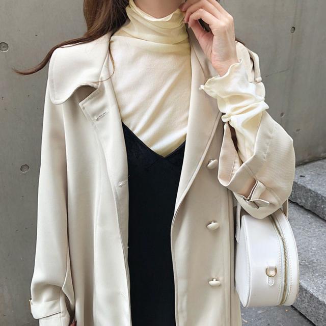 トップス レディース 長袖 シースルー プチハイネック ブラウス 透け感 送料無料 即日発送-6