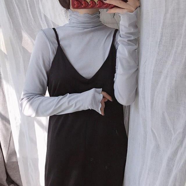 トップス レディース 長袖 シースルー プチハイネック ブラウス 透け感 送料無料 即日発送-8