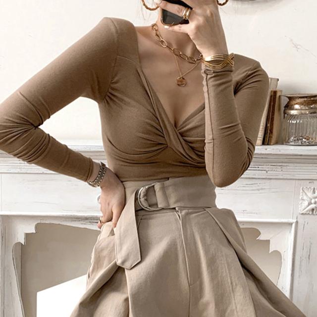 ツイスト トップス レディース 春 セクシー 送料無料 即日発送-9