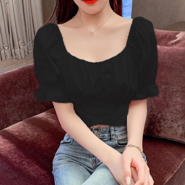 バックリボン スクエアネック ブラウス 送料無料 即日発送-8