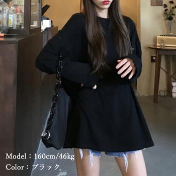 チュニックロンT レディースロングTシャツ 送料無料 即日発送-4