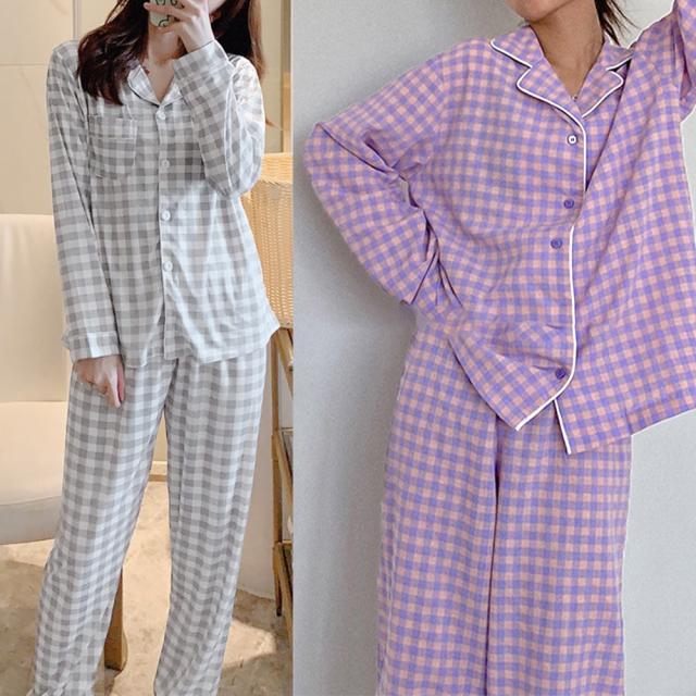 ルームウェア 長袖 レディース チェック柄 送料無料 即日発送-9