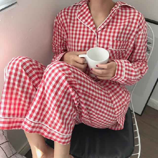 ルームウェア 長袖 レディース チェック柄 送料無料 即日発送-7