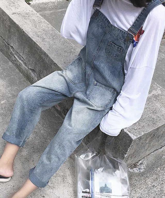 サロペット デニムパンツ レディース ジーンズ ダメージ オーバーオール オールインワン 送料無料 即日発送-8