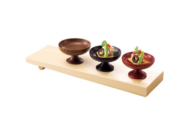 和食器 木製高台珍味入茶 黒 朱キッチン和食器 アクセサリー台にも　同種 3セット 送料無料-1