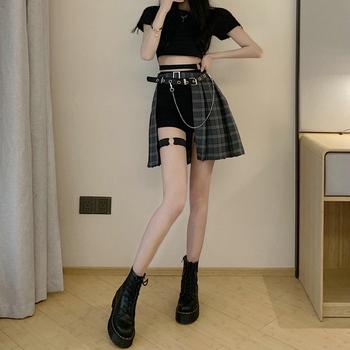 チェックスカート レディース ハイウエスト 送料無料 即日発送-1