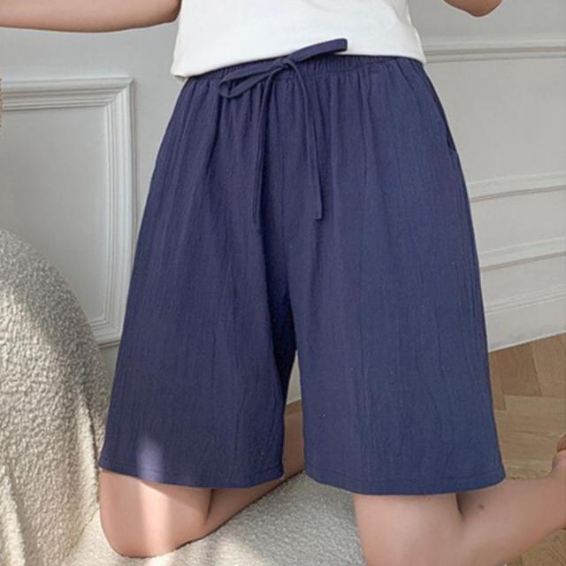 リネン ワイドパンツ 短パン 綿麻 半ズボン 送料無料 即日発送-7