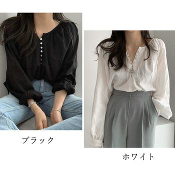 フロントボタン ブラウス バルーンシャツ 送料無料 即日発送-1