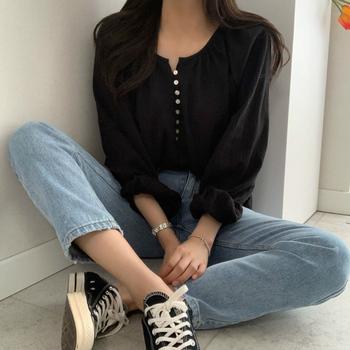 フロントボタン ブラウス バルーンシャツ 送料無料 即日発送-6