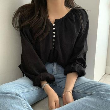 フロントボタン ブラウス バルーンシャツ 送料無料 即日発送-7