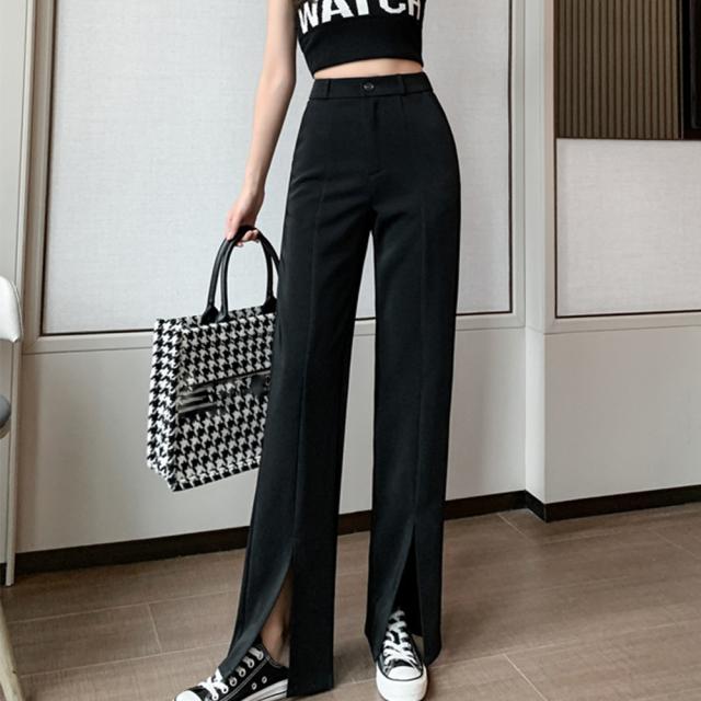 フロントスリット ワイドパンツ オフィス 送料無料 即日発送-4
