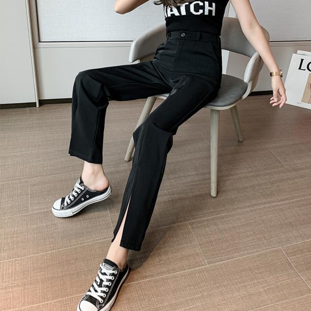 フロントスリット ワイドパンツ オフィス 送料無料 即日発送-7