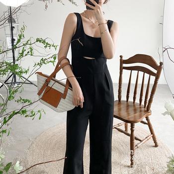 サロペットパンツ レディース ワイドレッグ 送料無料 即日発送-4