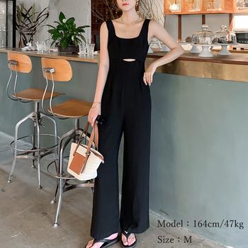 サロペットパンツ レディース ワイドレッグ 送料無料 即日発送-5