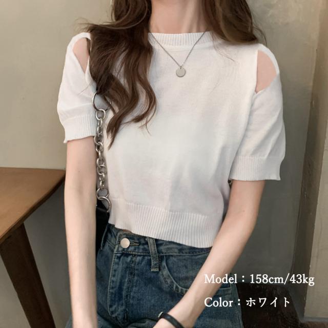 ニット カットソー サマー レディース 半袖 送料無料 即日発送-3
