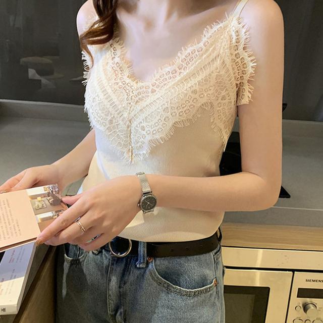 レース キャミソール Vネック 重ね着 送料無料 即日発送-5