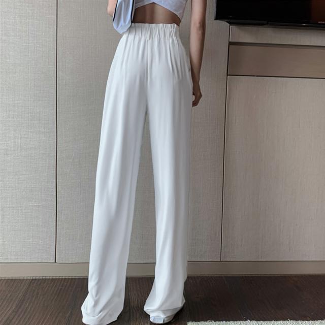 ワイドパンツ ハイウエストレディース 無地 送料無料 即日発送-9